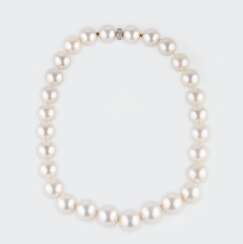 A Southsea Pearl Necklace with Diamond Clasp.