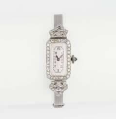 Art-Déco Damen-Armbanduhr mit Diamant-Besatz.
