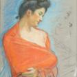 Louis Legrand (Dijon 1863 - Paris 1951). Dame in Rot. - Auktionsware