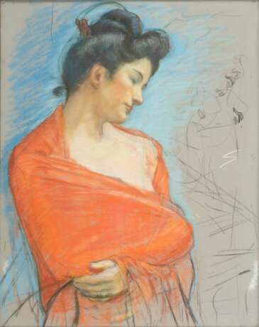 Louis Legrand (Dijon 1863 - Paris 1951). Dame in Rot. - Foto 1