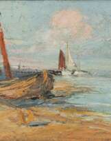 Waldemar Rösler (Striesen/Dresden 1882 - Arys/Ostpreußen 1916). Boote an der Kurischen Nehrung.