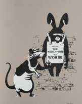 Not Banksy active early 21st cent. Like the real thing but worse.