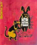 Не Бэнкси. Not Banksy active early 21st cent. 11th Hour worse Rat & Chimp - Red.