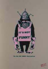 Not Banksy active early 21st cent. Covid-19 5G Conspiracy Chimp - Pink.