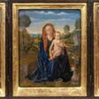 Gerard David (Oudewater 1460 - Brügge 1523), Umkreis. Hausaltar mit Maria, zwei Heiligen und Stiftern. - Auktionsware