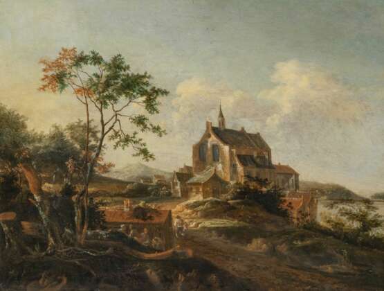 Johann Melchior Roos (Heidelberg 1663 - Kassel 1731). Landschaft mit Kirche. - Foto 1