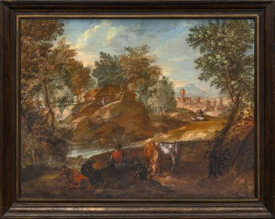 Alexander Keirincx (Antwerpen 1600 - Amsterdam 1652), follower. Southern Landscape with Herdsmen. - photo 2