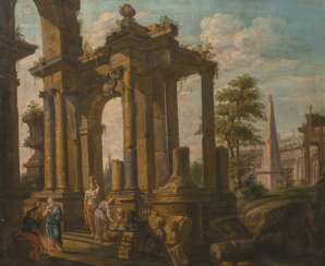 Giovanni Paolo Panini (Piacenza 1691 - Rom 1765), Umkreis. Capriccio mit Ruinen.