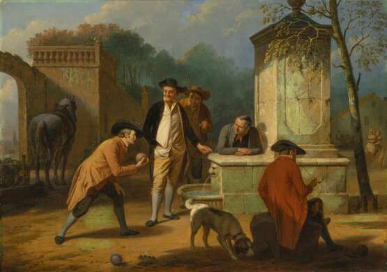 Louis Somers (Antwerpen 1813 - Antwerpen 1880). Playing Boule. - фото 1