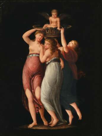 German Master active around 1800. Three Graces with Putto. - photo 1