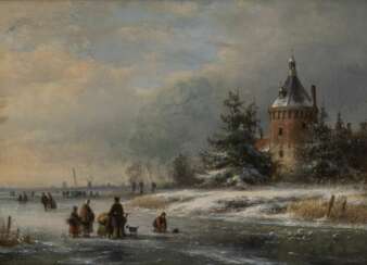 Andreas Schelfhout (Den Haag 1787 - Den Haag 1870), zugeschr. Winterlandschaft.