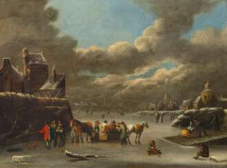 Claes Molenaer (Haarlem 1629 - Haarlem 1676), attr. Merrymaking on the Ice.