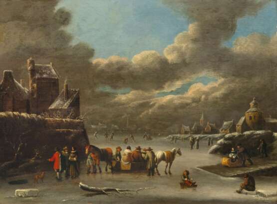 Claes Molenaer (Haarlem 1629 - Haarlem 1676), attr. Merrymaking on the Ice. - photo 1