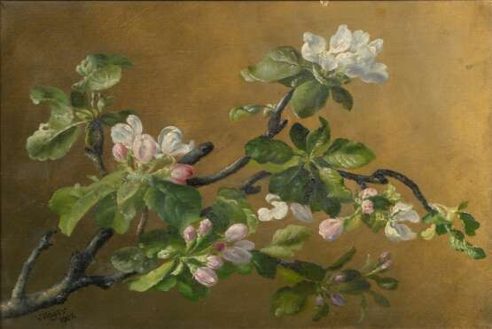 Vilhelm Julius Höyer (Kopenhagen 1827 - Frederiksberg 1905). Apple Blossom. - photo 1