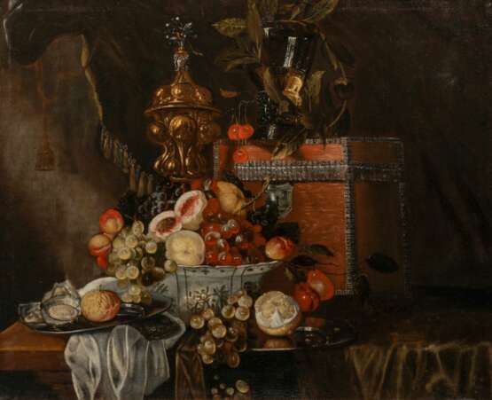 Pieter de Ring (Leiden um 1615 - Leiden 1660), circle of. Still Life with Wanli Bowl and Aquilegia Goblet. - photo 1
