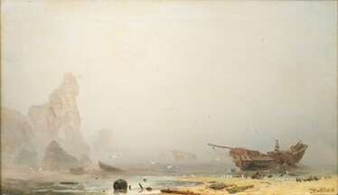 Friedrich Preller d. J. (Weimar 1838 - Dresden 1901). Rocky Coast in Morning Mist.