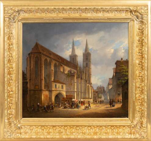 Friedrich Eibner (Hilpoltstein/Obpf. 1825 - München 1877). Market next to a Church. - photo 2