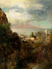 Oswald Achenbach (Düsseldorf 1827 - Düsseldorf 1905). Landscape in South Italy.