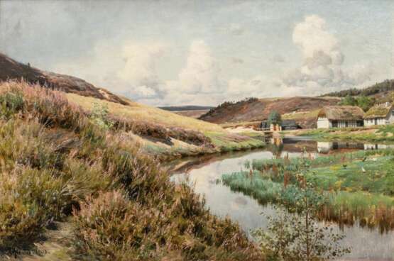 Peder Mönsted (Grenaa 1859 - Fredensborg 1941). River through the Heath. - photo 1