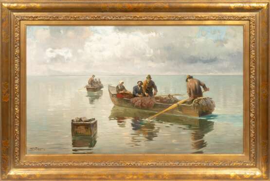 Joseph Wopfner (Schwaz/Tirol 1843 - München 1927). Fishermen on Lake Chiemsee. - фото 2