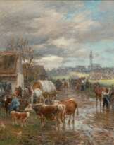 Karl Stuhlmüller (München 1851 - Etzenhausen 1930). Auf dem Weg zum Markt.