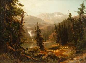 Robert Schultze (Magdeburg 1828 - München 1910). Waterfall in the Mountains.