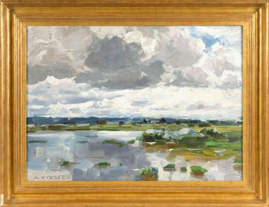 Alexander Koester (Bergneustadt 1864 - München 1932). Seeufer mit dunklen Wolken. - Foto 2