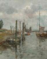 Rudolf Höckner (Wolkenstein 1864 - Bad Mergentheim 1942). Harbour of Schulau.