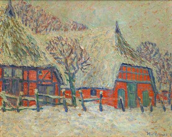 Heinrich Blunck-Heikendorf (Kiel 1891 - Kiel 1963). Farm Yard in Snow. - фото 1