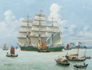 Roger Chapelet (Versailles 1903 - Montpon-Ménésterol 1995). The Rickmer Rickmers off Singapore.
