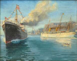 Christopher Rave (Hamburg 1880 - Hamburg 1933). The Hohenzollern off the Turkish coast.