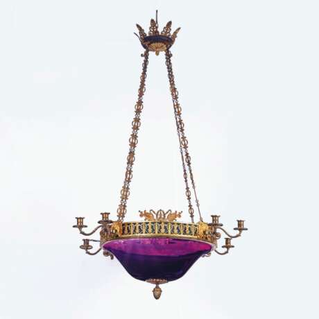 A Russian Ormulu-Mounted and Rare Amethyst Glass Chandelier. - фото 1