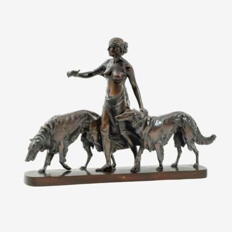 Arthur Bock (Leipzig 1875 - Ettlingen 1957). Diana with Greyhounds - Setting off on a Hunt. - фото 1