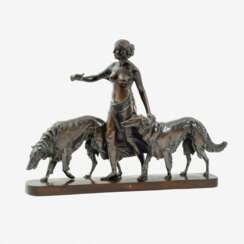 Arthur Bock (Leipzig 1875 - Ettlingen 1957). Diana with Greyhounds - Setting off on a Hunt.