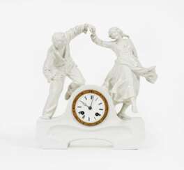 Konrad Hentschel (Cölln b. Meißen 1872 - Meißen 1907). Table clock with dancing Farmer Couple.