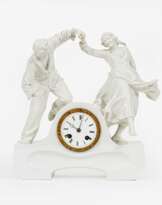 Konrad Hentschel (Cölln b. Meißen 1872 - Meißen 1907). Table clock with dancing Farmer Couple.
