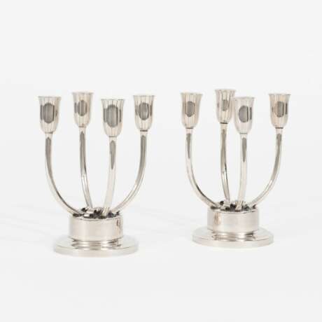 Anton Michelsen est. 1841, Copenhagen. Pair of Rare Four-Armed Art Deco Candelabras. - photo 1