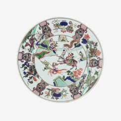 A Large Famille Verte Dish with Battle Scenes.