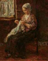 Jozef Israels. Stickendes MädchenJozef Israels. Embroidering Girl