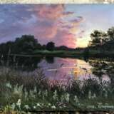 Озеро краска масляная холст Oil painting Classical Realism Summer landscape Ukraine 2010 - photo 1