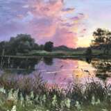 Озеро краска масляная холст Oil painting Classical Realism Summer landscape Ukraine 2010 - photo 2