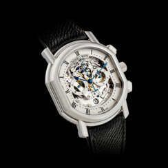 DANIEL ROTH. AN 18K WHITE GOLD AUTOMATIC SEMI-SKELETONISED CHRONOGRAPH WRISTWATCH WITH DATE