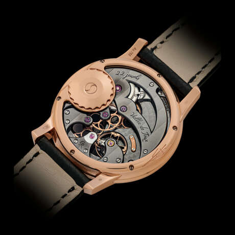 ROMAIN GAUTHIER. A UNIQUE AND ATTRACTIVE 18K PINK GOLD WRISTWATCH WITH BLUE DIAL - фото 2