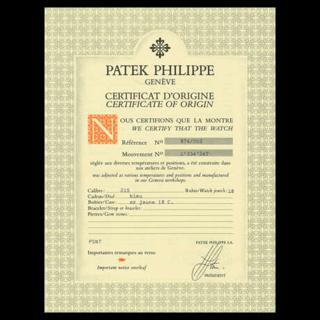 PATEK PHILIPPE. A VERY RARE 18K GOLD OPENFACE POCKET WATCH - Foto 3