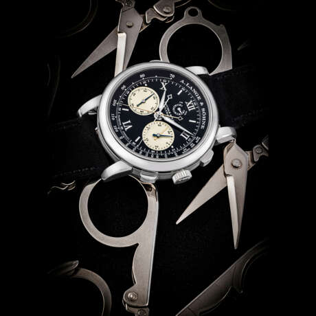 A. LANGE & S&#214;HNE. AN ATTRACTIVE PLATINUM DOUBLE SPLIT SECONDS FLYBACK CHRONOGRAPH WRISTWATCH WITH POWER RESERVE - Foto 1