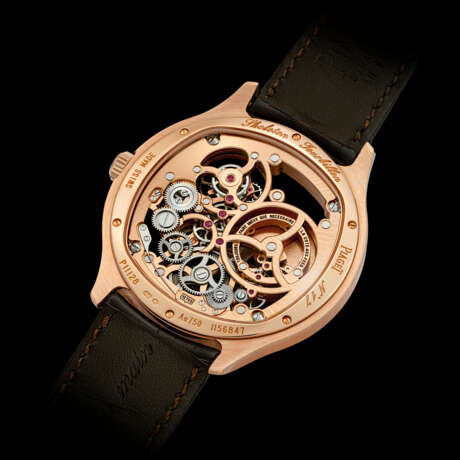 PIAGET. AN 18K PINK GOLD AUTOMATIC SKELETONISED TOURBILLON WRISTWATCH - фото 2