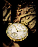 Produktkatalog. PATEK PHILIPPE. AN 18K GOLD POCKET WATCH WITH TWO TONE DIAL AND BREGUET NUMERALS