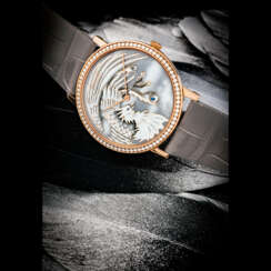 PIAGET. A RARE 18K PINK GOLD AND DIAMOND-SET LIMITED EDITION WRISTWATCH WITH CLOISONN&#201; ENAMEL DIAL BY ANITA PORCHET