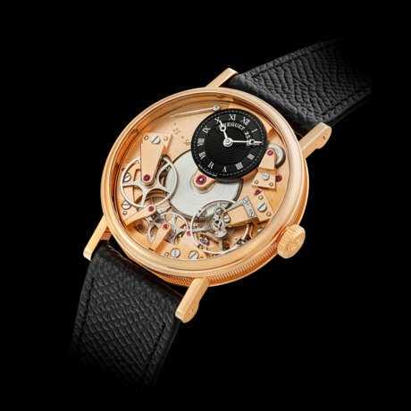BREGUET. AN 18K PINK GOLD SEMI-SKELETONISED WRISTWATCH WITH POWER RESERVE - фото 1