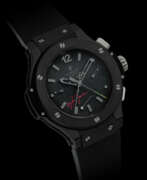 Keramik. HUBLOT. A RARE BLACK CERAMIC, KEVLAR AND RUBBER LIMITED EDITION AUTOMATIC SPLIT-SECONDS CHRONOGRAPH WRISTWATCH WITH POWER RESERVE INDICATION